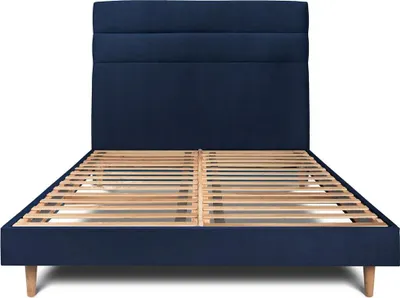 Produktbild von Bett mit gefüttertem Kopfteil – Samtstoff - 180 x 200 cm