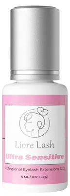 Produktbild von Wimpernkleber für empfindliche Kundinnen – Liore Lash Ultra Sensitive, 5 ml, schwarz, geringe Dämpfe, 4–5 Sek., 3–4 Wochen Halt