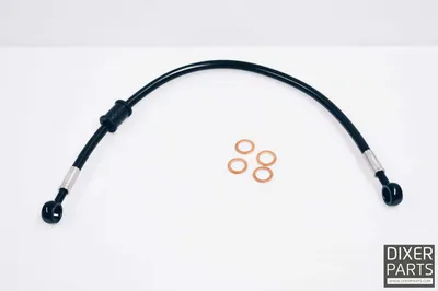 Productafbeelding van Flexibele remleiding van staal, 33 cm lang, geschikt voor BMW K75, K100, K1100, onderdeel van Dixer onderdelensets