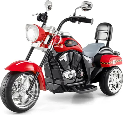 Produktbild von GOPLUS 6V Elektromotorrad Feuerwehr, Dreirad Kindermotorrad mit Vor- und Rückwärtsschalter, Elektrofahrzeug für Kinder ab 3 Jahre (Rot)