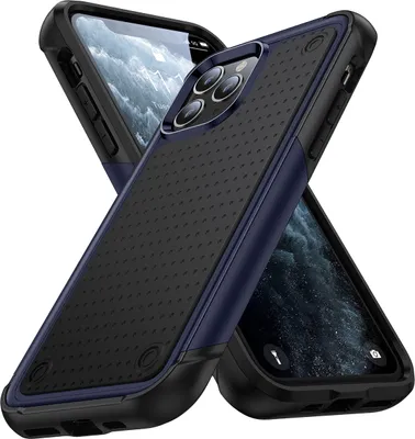 Produktbild von Für iPhone 11 Pro Hülle Militärqualität Stoßfest Hybrid 2 in 1 Hart PC Weich TPU Handyhülle Blau Schwarz