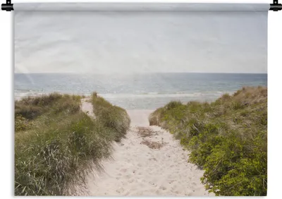 Produktbild von MuchoWow® Wandteppich Wandbehang Meer - Strand - Grün 150x112.50 cm Tapisserie Dekoration Wandtuch - Wanddecke - Wandteppiche