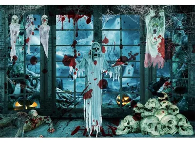 Obrázek produktu pro Dekorace na Halloween – skelet a duch – 3 x 2 metry
