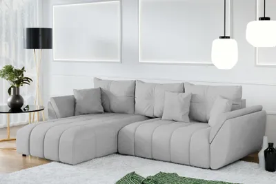 Produktbild von AX LIVING Ecksofa mit Schlaffunktion Verciani L Sofa Hellgrau 280 cm