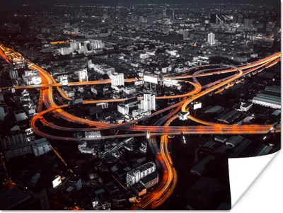 Produktbild von MuchoWow® Poster Skyline - Verkehr - Nacht 160x120 cm - Foto Plakat