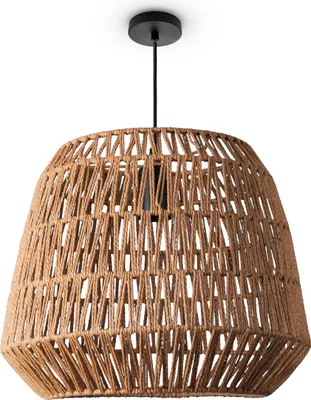 Produktbild von Pendelleuchte Korb Lampe Esszimmerlampe Hängelampe Rattan Papier Boho E27 Leuchten Farbe / Größe Natur (Ø40cm)