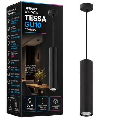 Produktbild von XUDO Pendelleuchte GU10 Spot Schwarz 5,5 cm Aluminium Tessa für Esstisch Küche