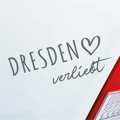 Produktbild von Auto Aufkleber Dresden verliebt Herz Stadt Heimat Liebe Car 19x7 cm Grau Sticker Heckscheibenaufkleber