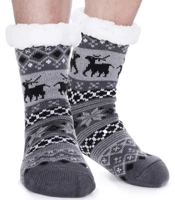 Produktbild von Kuschelsocken Herren Damen Grau Hirsch 1 Paar
