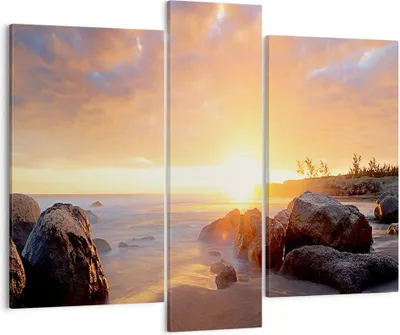 Produktbild von Bild auf Leinwand - Leinwandbild - Meer Strand Felsen - 95x80cm - Wand Bild - Wanddeko - Wandbilder - Leinwanddruck - Bilder - Kunstdruck - Wanddekoration - Leinwand bilder - Wandkunst - CB95x80-3649