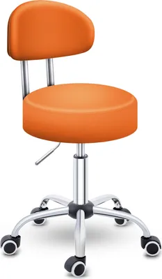 Produktbild von TRESKO Rollhocker Orange mit Lehne Arbeitshocker Hocker Drehhocker Kosmetikhocker Praxishocker