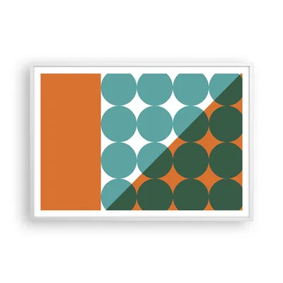 Produktbild von Gerahmtes Poster - Weißer Rahmen - Koliken Türkis Orange - 100x70 cm - Wand Bild - Wanddeko - Wandbilder - Kunstposter - Wandposter - Bilderrahmen - Bilder - Kunstdruck - P2WAA100x70-4606