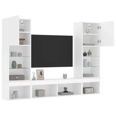 Produktbild von Schlichtes 5-tlg. Wohnwand mit LED-Beleuchtung Weiß Holzwerkstoff - TV-Schränke DE7823288 4parcel