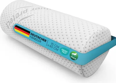 Produktbild von Nackenrolle Ø15x40 cm - Memory Foam Visco Nackenkissen, Silver Protect Bezug (antimikrobiell  & allergikergeeignet), atmungsaktiv, ergonomisch