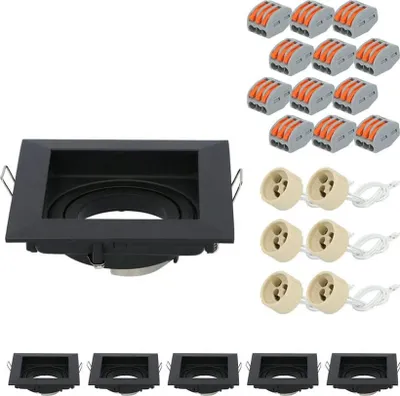 Produktbild von hoftronic LED Einbaustrahler 6er Set GU10 Schwenkbar Schwarz IP20