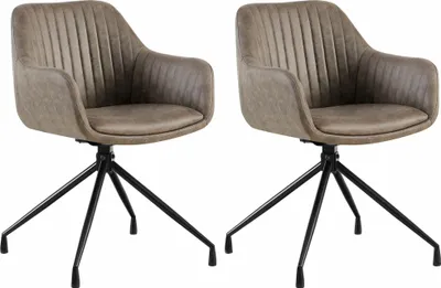 Produktbild von 2er Set Esszimmerstuhl MILON - Kunstleder Grau 58x58x81 cm | Essstühle Esszimmerstühle Küchenstühle Wohnzimmerstühle