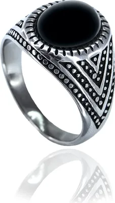 Produktbild von Karisma Männer Edestahl 316L Männer Ring - Agate Achat Stein Schwarz - RHC98
