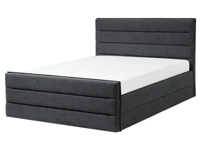 Zdjęcie produktu dla BELIANI Łóżko ciemnoszare tapicerowane 160 x 200 cm ze stelażem wezgłowiem i zanóżkiem