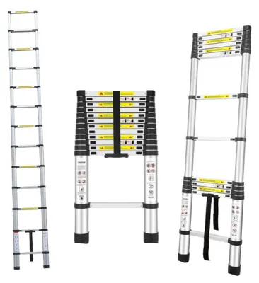 Obrázok produktu pre Herzberg HG-5380: Univerzálny hliníkový teleskopický rebrík – 3,8 m