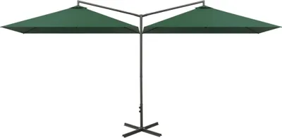 Obrázek produktu pro vidaXL Dvojitý slunečník s ocelovou tyčí 600x300 cm Zelený