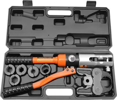 Imagen del producto de Alicate de crimpar - Alicate de presión - Alicate para terminales - Alicate para conectar cables - Hidráulico - Fuerza de 10 toneladas - Cabezal giratorio de 360°