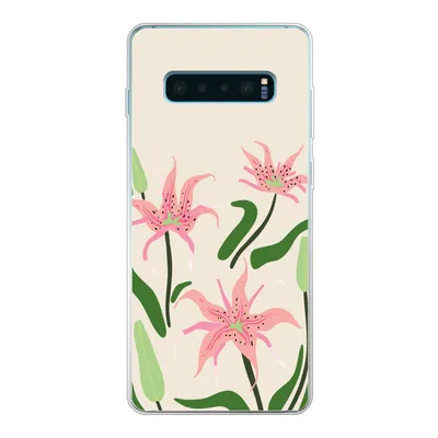 Produktbild von MuchoWow® Handyhülle Schutzhülle Hülle für Samsung Galaxy S10 Plus Blume - Rosa - Blätter Silikon Softcase Handy Hülle - Schutzhülle