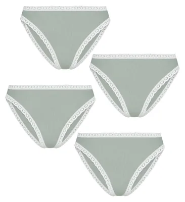 Produktbild von 4er-Pack Damen Slip aus Baumwolle und Elasthan mit Spitze, klassische Passform