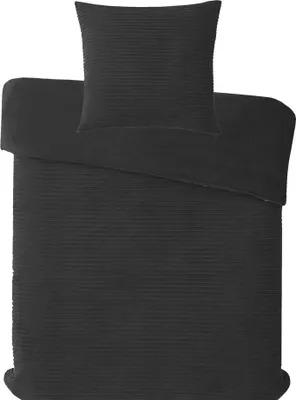 Produktbild von 2-tlg. Winter Wende Bettwäsche Teddy Flausch Cord, 135x200+80x80cm, weiß, Uni, Fleece, Plüsch