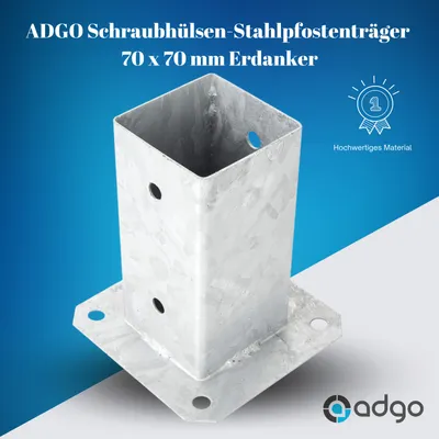 Immagine prodotto di ADGO® Supporto per palo 70x70 mm Palo per recinzione Manicotto da avvitare Manicotto da inserire Manicotto di supporto