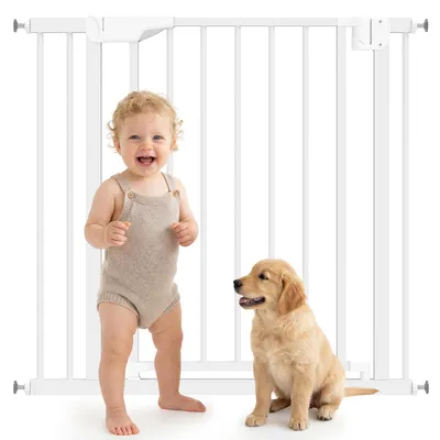 Productafbeelding van Traphekje, veiligheidshekje zonder boren, met automatische sluiting voor kinderen, keuken, trap, 76-88 x 76 cm, wit
