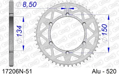 Produktbild von AFAM Kettenrad 17206N-51 radseitig hinten 0 31kg