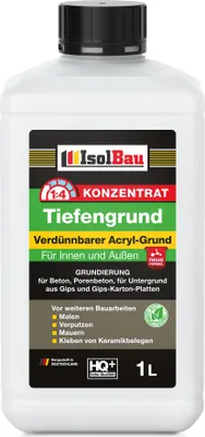 Produktbild von Isolbau 1 L Tiefengrund Konzentrat 1:4 - Verdünnbarer Acryl-Grund für Innen & Außen - Grundierung für Beton, Putz, Gips uvm