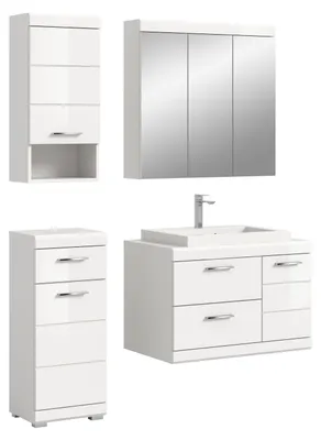 Productafbeelding van Badkamercombinatie "Scout" (B/H/T: 132x191x50 cm) in hoogglanzwit en wit