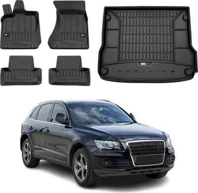 Obrázok produktu pre Sada podlahových rohoží a vložiek do kufra OMAC pre Audi Q5 2008-2017 gumové TPE čierne 5x