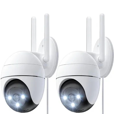 Produktbild von 2er-Set Überwachungskamera Außen WLAN 1080P, 355°/120° schwenkbar, Farb-Nachtsicht, 2-Wege Audio, PTZ