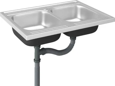 Obrázek produktu pro vidaXL Dvojdřez stříbrný 800x600x155 mm nerezová ocel