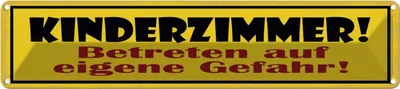 Produktbild von vianmo Blechschild 10x46 cm Kinderzimmer betreten Spruch Zitat Gefahr Witz Humor Lustig Spaß Kids Kinder Teens