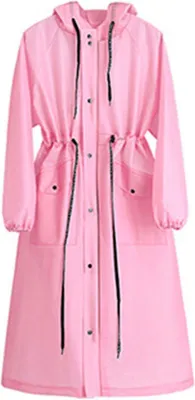 Produktbild von Regenmantel mit Kapuze, wasserdicht, lange Regenjacke mit Kordelzug, wiederverwendbar, für Herren und Damen, regenfest, tragbar, für Outdoor, Wandern, Radfahren, Reisen, Poncho, Regenbekleidung