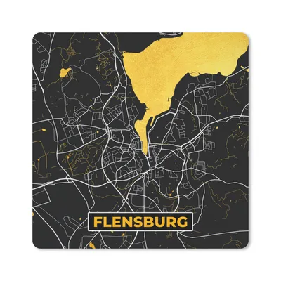 Produktbild von MuchoWow® Mauspad Mousepad Flensburg - Gold - Stadtplan - Karte - Deutschland 20x20 cm - Mousepads - Maus Mat - Pad - Mausunterlage - Desk Mat - Bureauartikeln