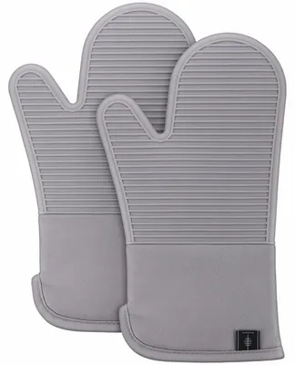Immagine prodotto di Guanti da forno in silicone, resistenti al calore, antiscivolo, con fodera in cotone, set da 2, colore grigio