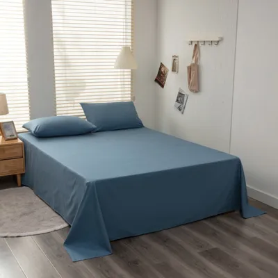 Produktbild von Baumwoll-Bettlaken In Voller Größe, Atmungsaktive Und Hautfreundliche Schlafbettlaken, Ohne Kissenbezüge (200x230cm, Blau)