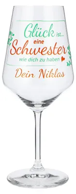 Produktbild von Sipply Weinglas personalisiert "Glück ist eine Schwester wie dich zu haben"