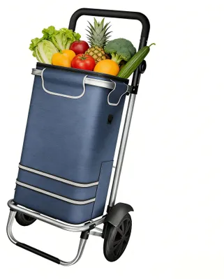 Image de Chariot de courses pliable et robuste YRHome Einrad, bleu, capacité de charge de 30 kg, pour le jardin, la plage et le camping