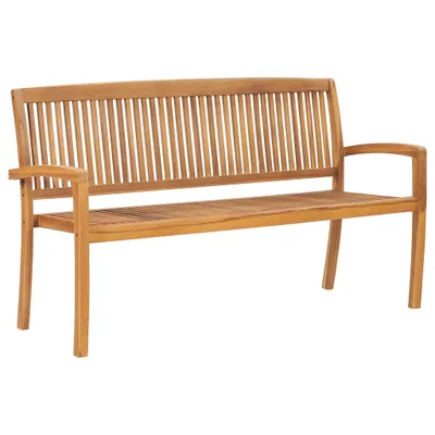 Produktbild von vidaXL Stapelbare Gartenbank mit Auflage 159 cm Massivholz Teak