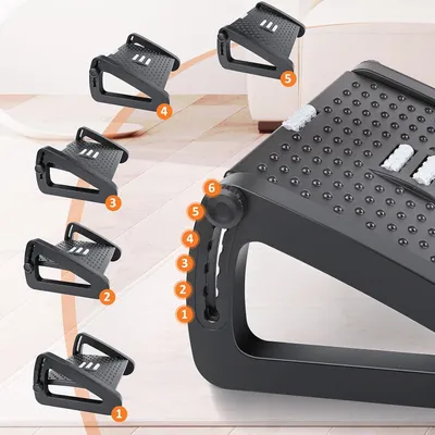 Zdjęcie produktu dla Ergonomiczny podnóżek z regulacją wysokości i funkcją masażu do biura i biura domowego