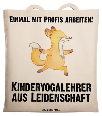 Produktbild von Mr. & Mrs. Panda Tote Bag Kinderyogalehrer Leidenschaft - Transparent - Geschenk, Tasche, Shopping, Jutebeutel, Tragetasche, totebag