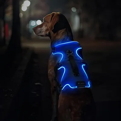 Image de Jouet pour chien : Harnais lumineux pour chien, harnais réfléchissant pour chiens de taille moyenne et grande, rechargeable, avec 4 sangles réglables et 3 modes