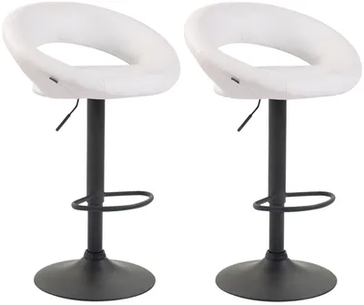 Immagine prodotto di Set di 2 sgabelli da bar Olinda, rivestiti in ecopelle | Colore: Bianco | Dimensioni: 53x47x80 cm