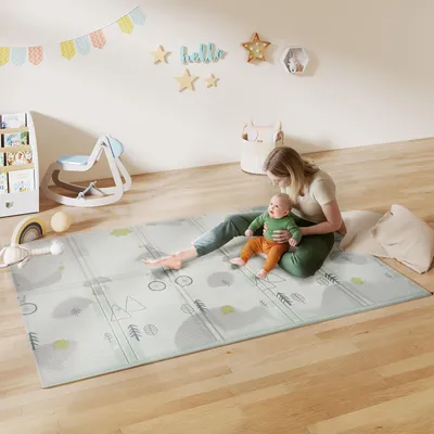 Produktbild von Sweiko Baby-Spielmatte, Tiermuster, Schaumstoff, 1,5 cm dicke Polsterung, rutschfest