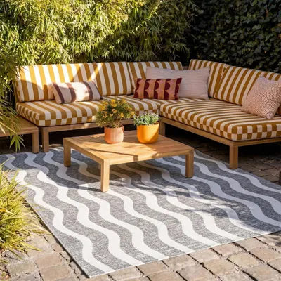 Image de Volero - Tapis d'extérieur - Summer Waves Gris - 80x150 cm